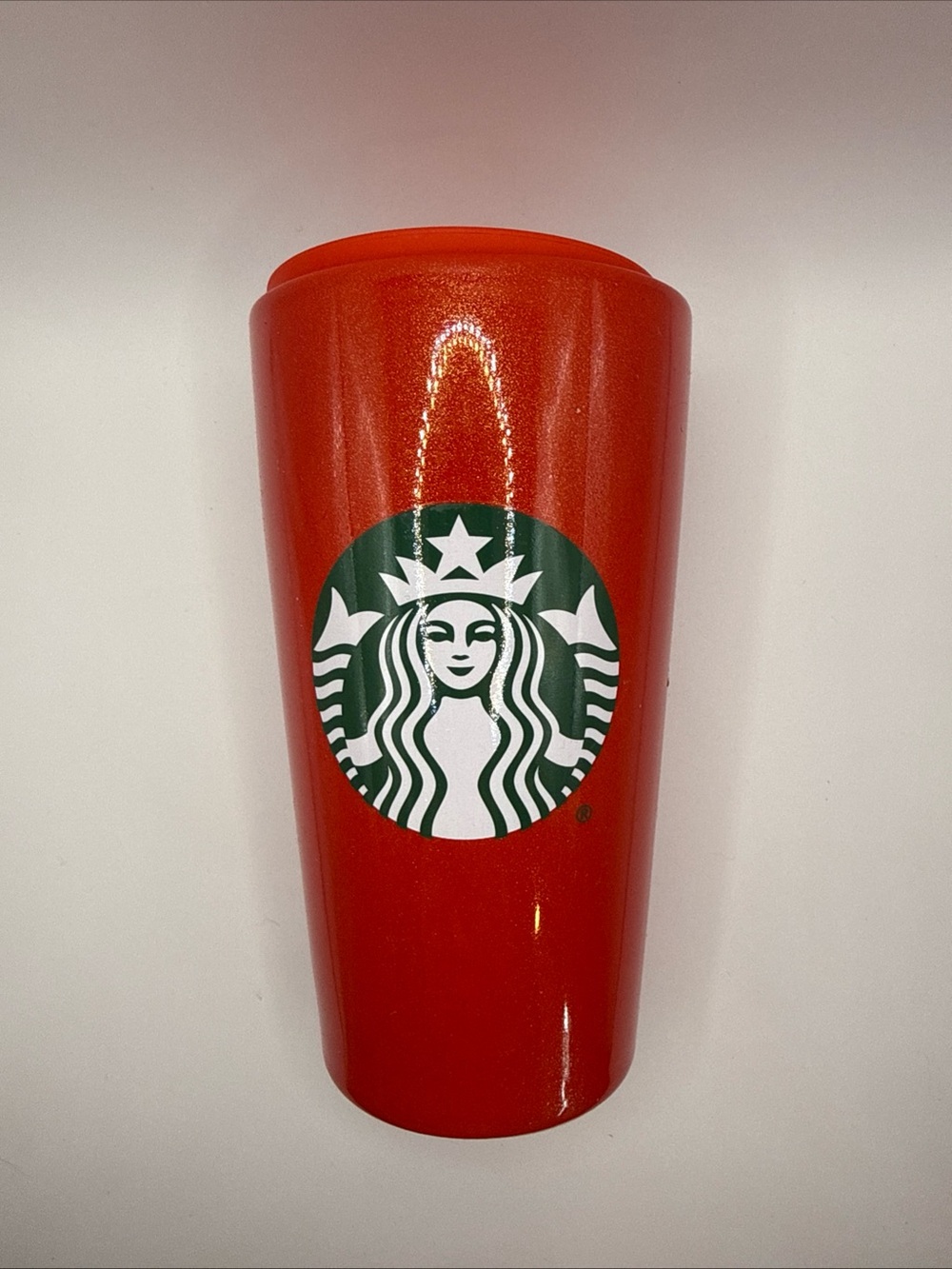 Starbucks Red Glitter Ceramic Travel Tumbler 12 oz Siren Mug NEW Sticker - Picture 1 of 3